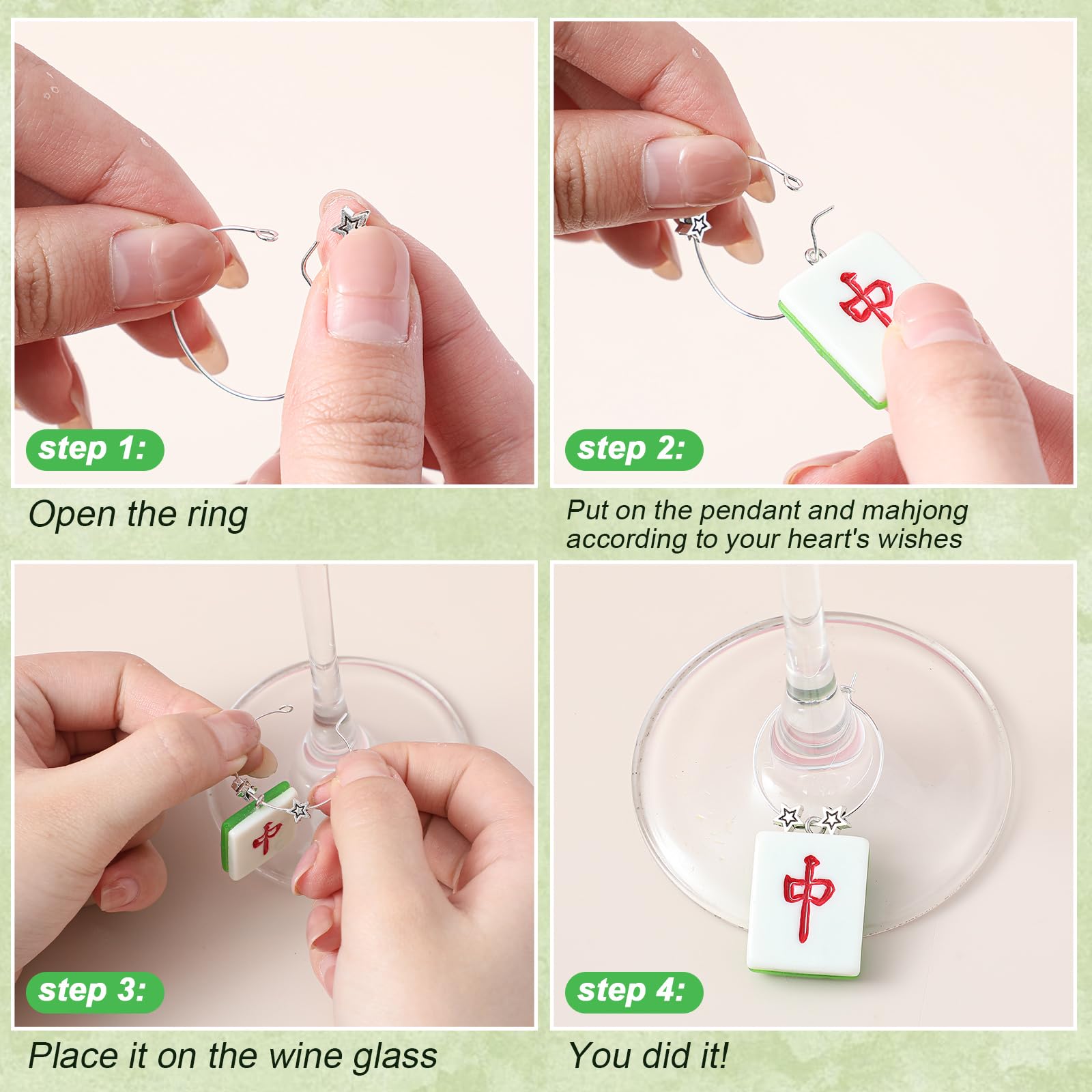 Geelin glass charms help identify drinks at parties and tastings.