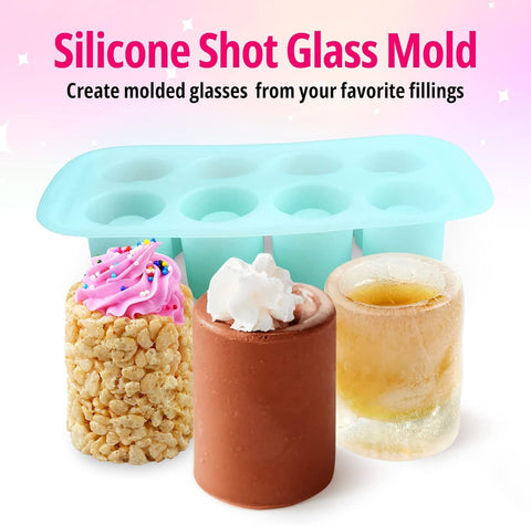 GEEOOLLAH edible shot glasses in chocolate and jello for creative desserts.