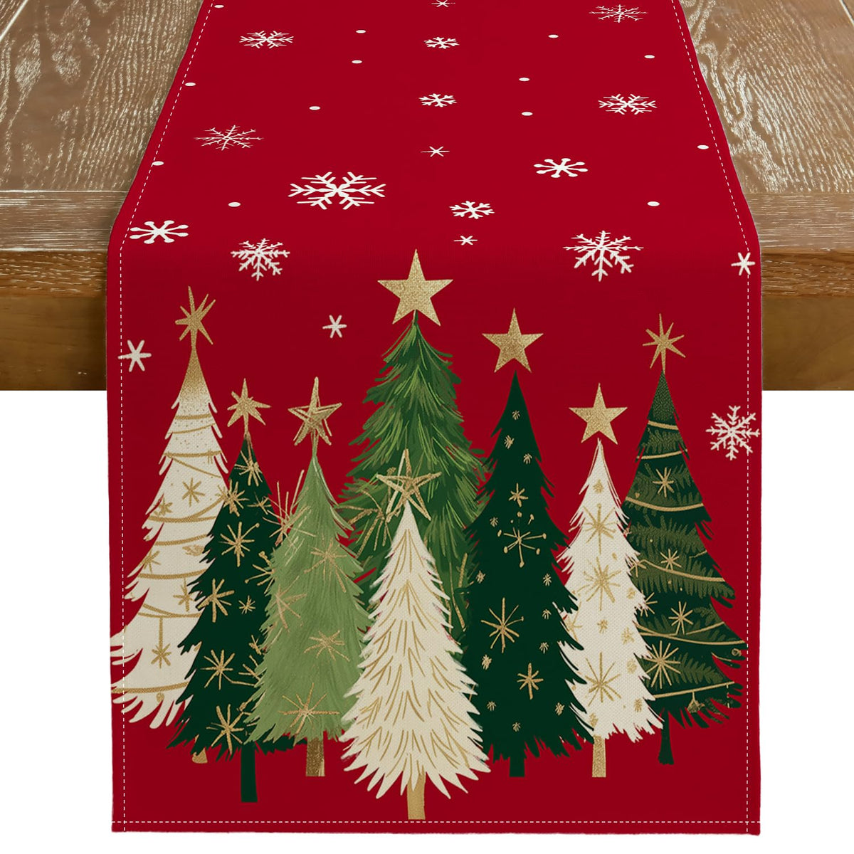 GEEORY Christmas table runner 13x48 with yuletide design for festive dining.