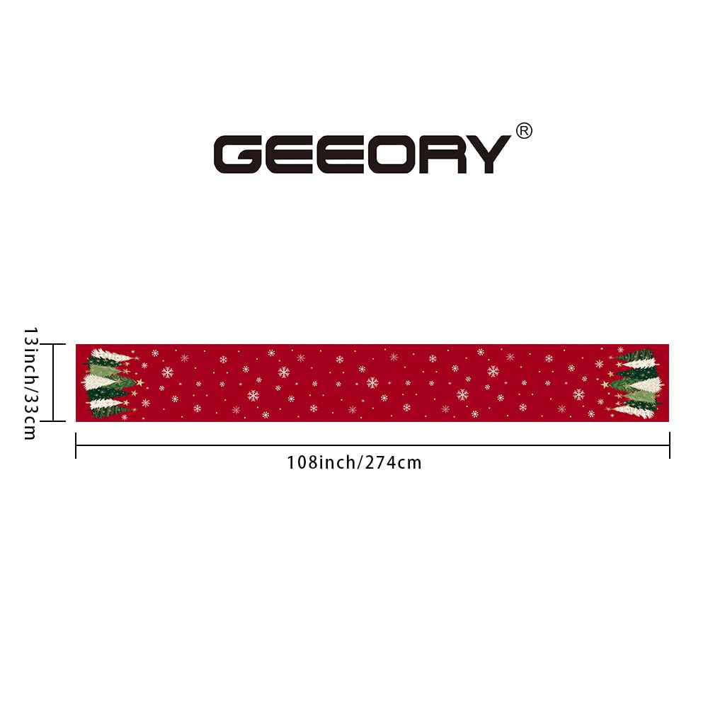 GEEORY red holiday runner protects surfaces while elevating table presentation.