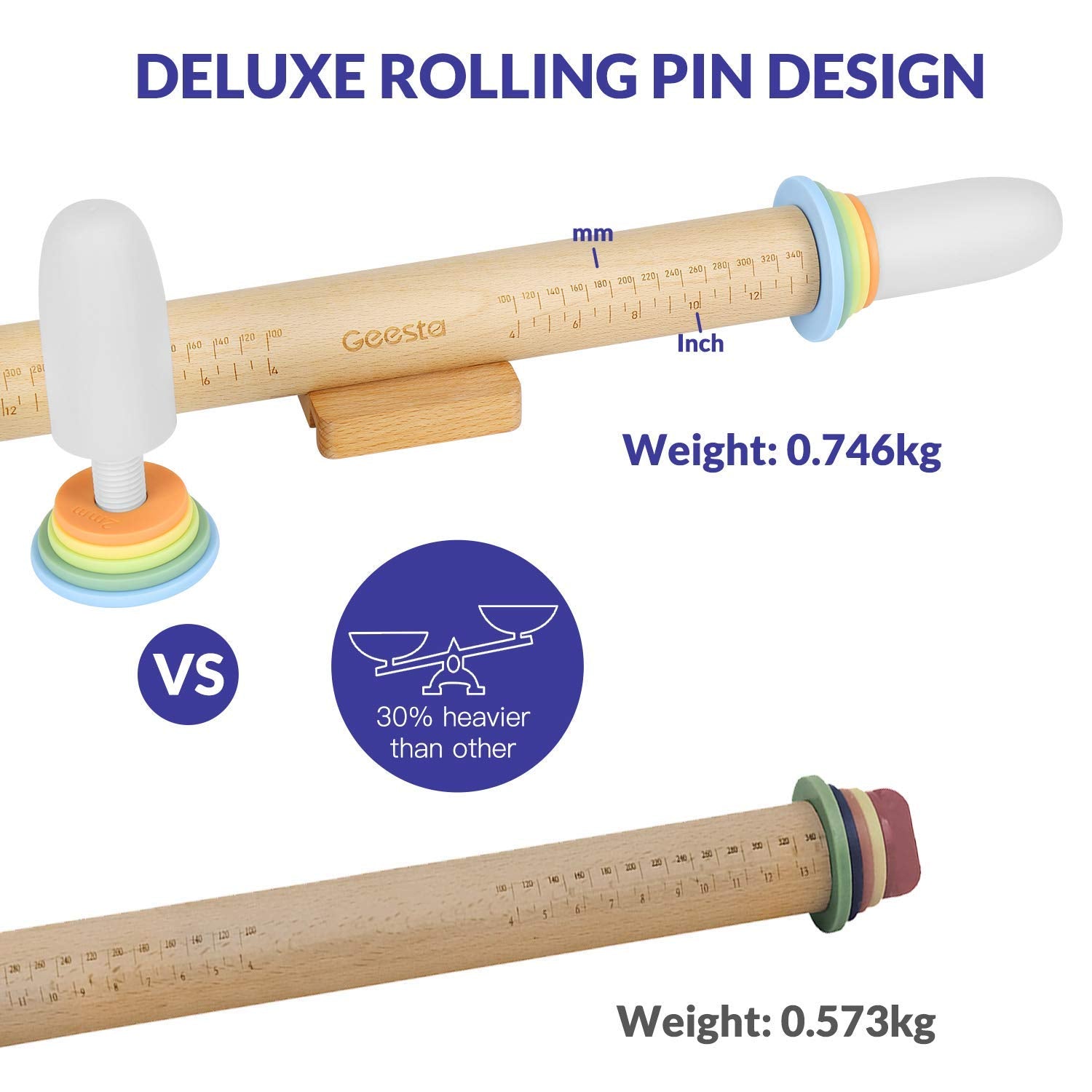 Geesta beech wood rolling pin built for durable kitchen use
