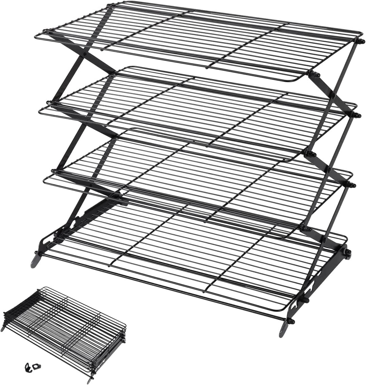 Geesta collapsible 4-tier cooling rack with stacked tiers for space-saving cooling