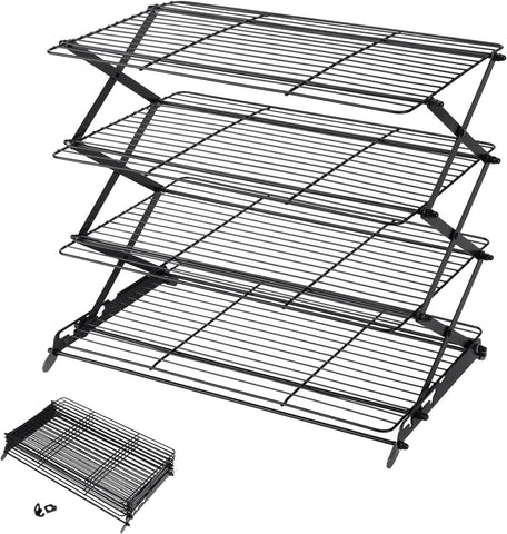 Geesta collapsible 4-tier cooling rack with stacked tiers for space-saving cooling