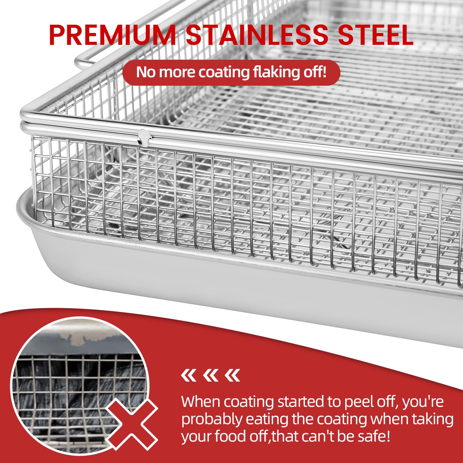 Geesta stainless steel bottom tray conducts heat evenly for consistent results.