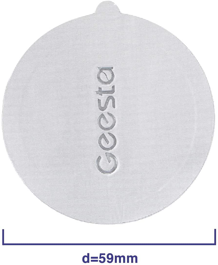 Geesta foil seals aligned to Vertuoline pod without covering barcode.