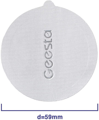 Geesta foil seals aligned to Vertuoline pod without covering barcode.