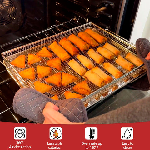 Geesta two-piece set expands oven cooking versatility for cookies and fries.