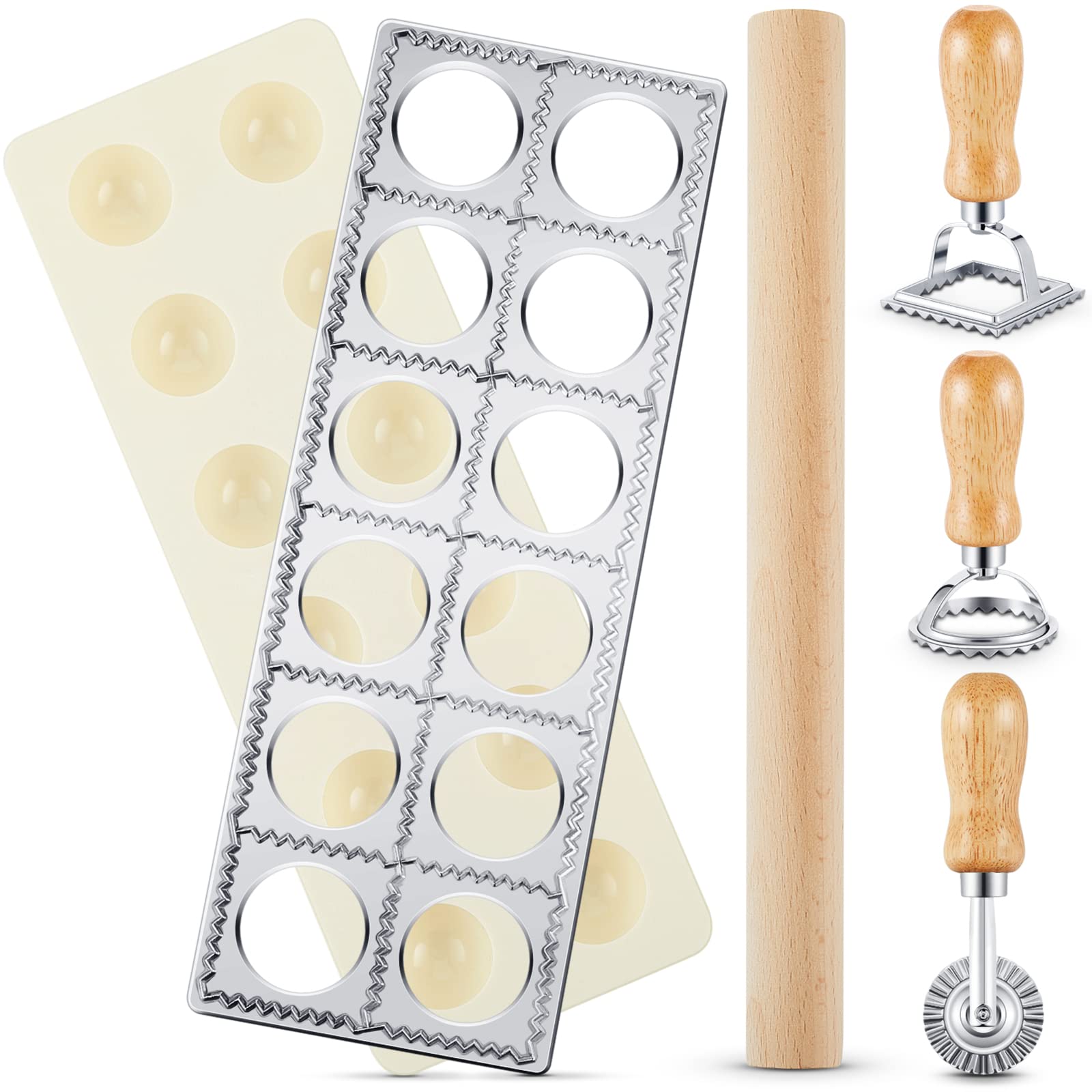 Geetery ravioli mold with 12 holes for uniform pockets.