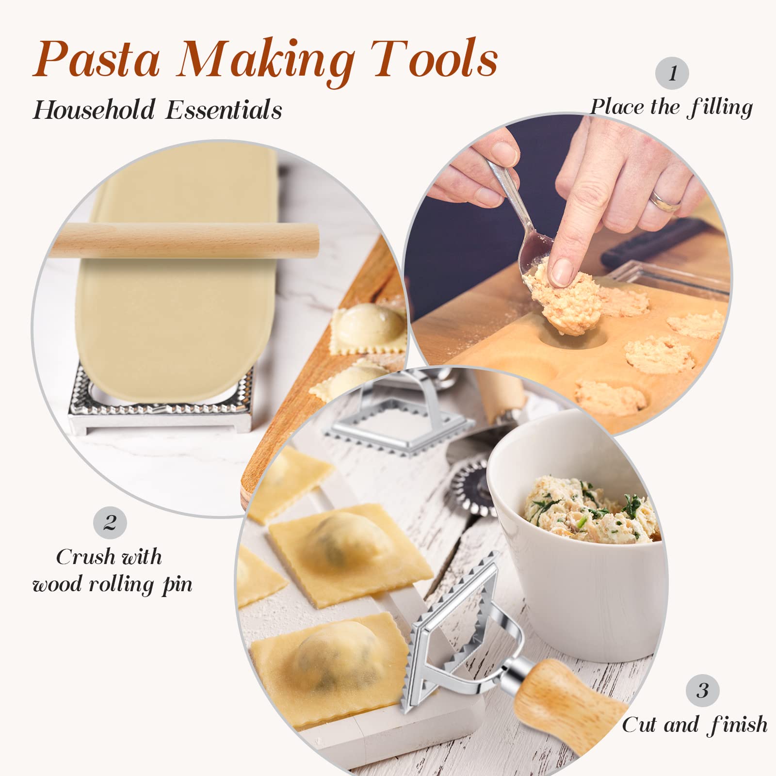 Geetery square cutter for evenly shaped ravioli.