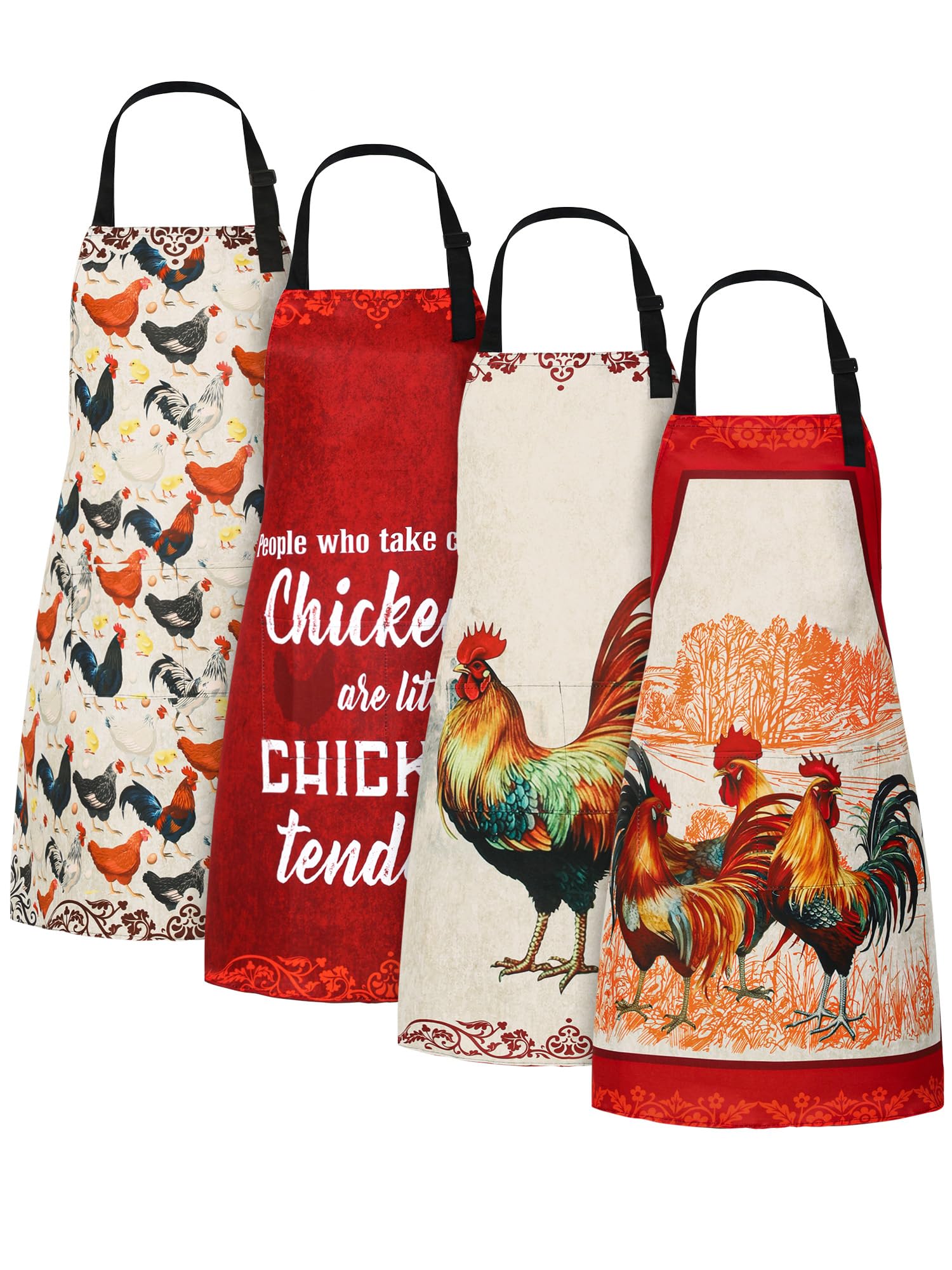 Geetery rooster-print apron pack for stylish cooking and baking