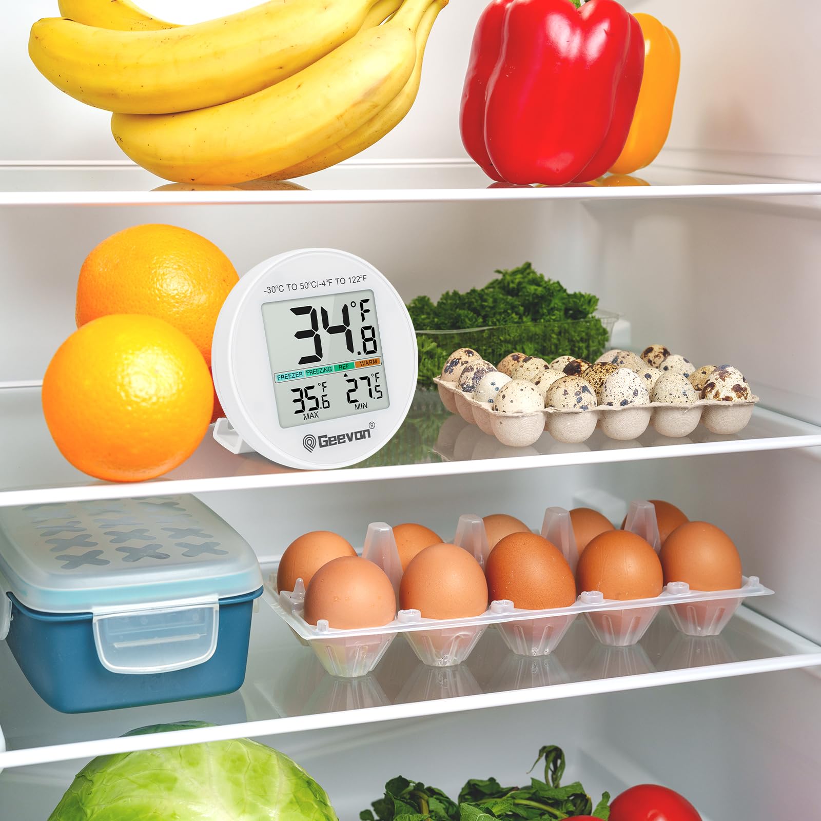 Geevon thermometer with max/min recording to track temperature fluctuations.