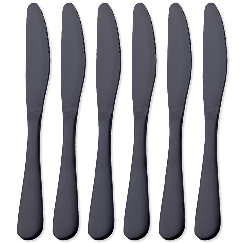 GoGeiLi matte black dinner knife with 9.4-inch blade for everyday dining.