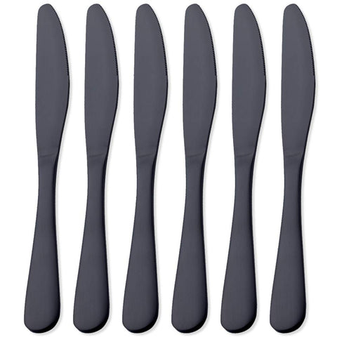 GoGeiLi matte black dinner knife with 9.4-inch blade for everyday dining.