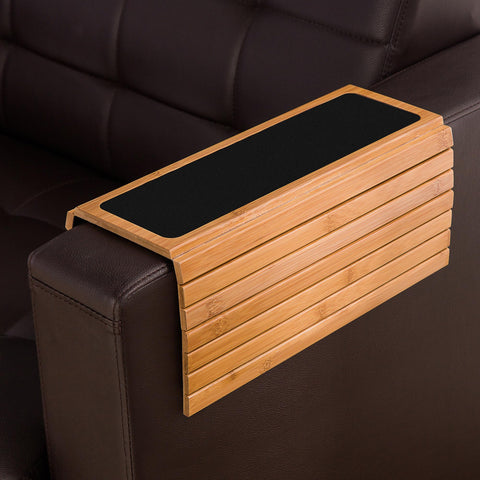 GEHE couch arm tray table with cup holder, drinks within easy reach.