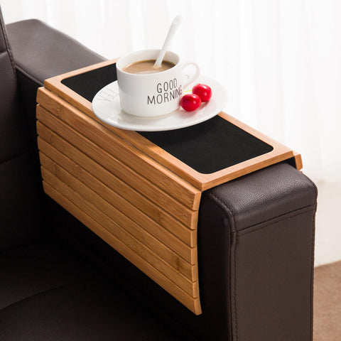 GEHE couch arm tray table foldable-compact, space-saving design for small rooms.