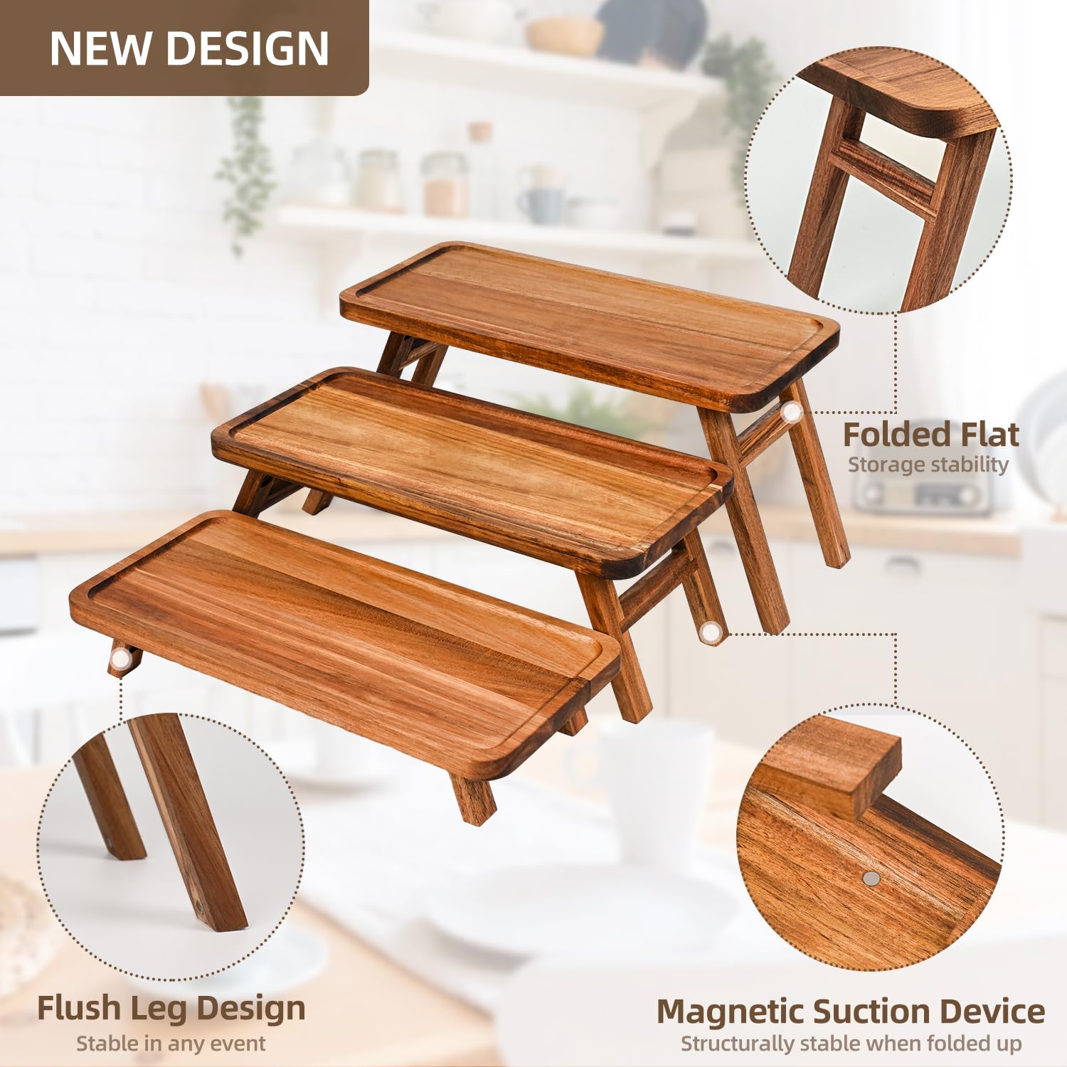 GEHE acacia cupcake stand elevates dessert presentation