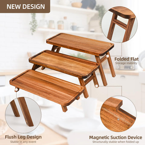 GEHE acacia cupcake stand elevates dessert presentation