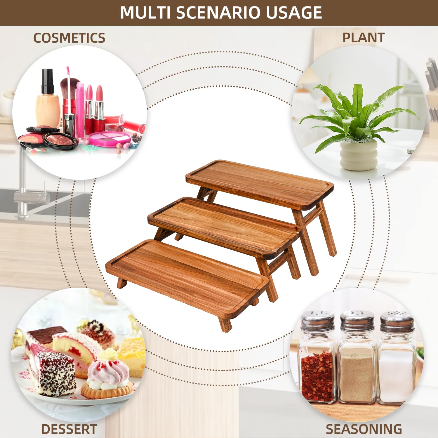 GEHE serving trays stacked as versatile shelf display