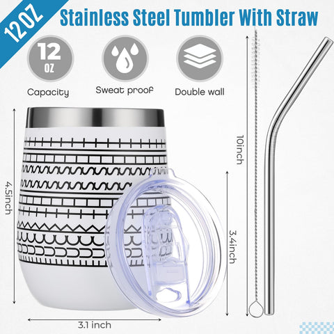 Geiserailie 12 oz stainless steel tumbler white, insulated for hot or cold drinks at work