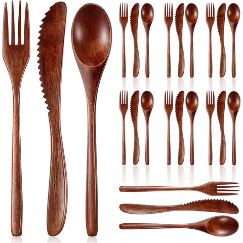 Geiserailie 24-piece wooden spoons for everyday dining and easy food scooping