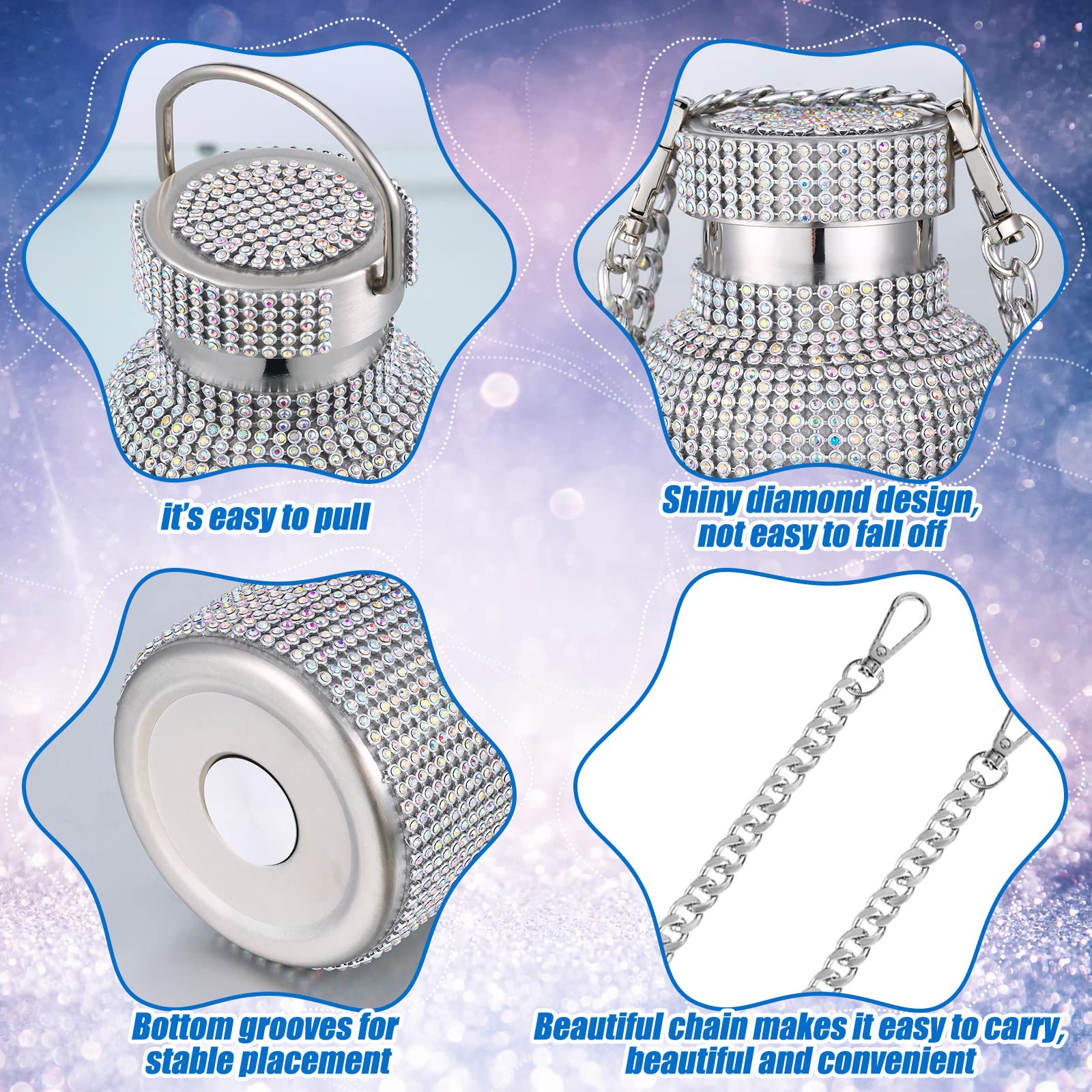 Geiserailie Diamond bottle chain handle visible for easy on-the-go carry