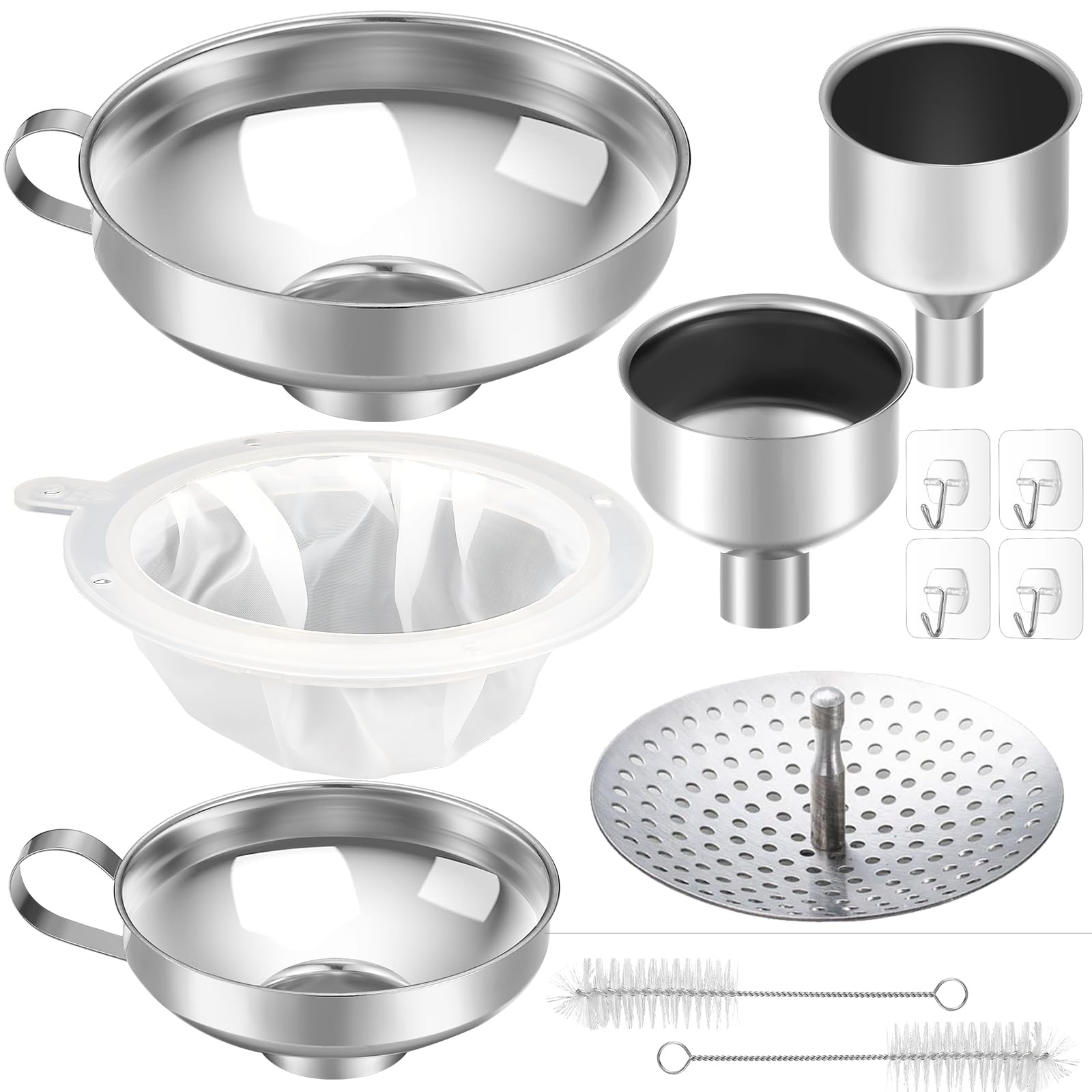 Gejoy 12 Pcs metal canning funnels set with wide mouths for mess-free filling