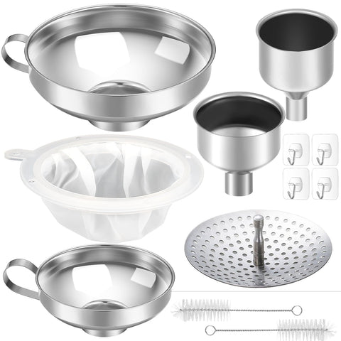Gejoy 12 Pcs metal canning funnels set with wide mouths for mess-free filling