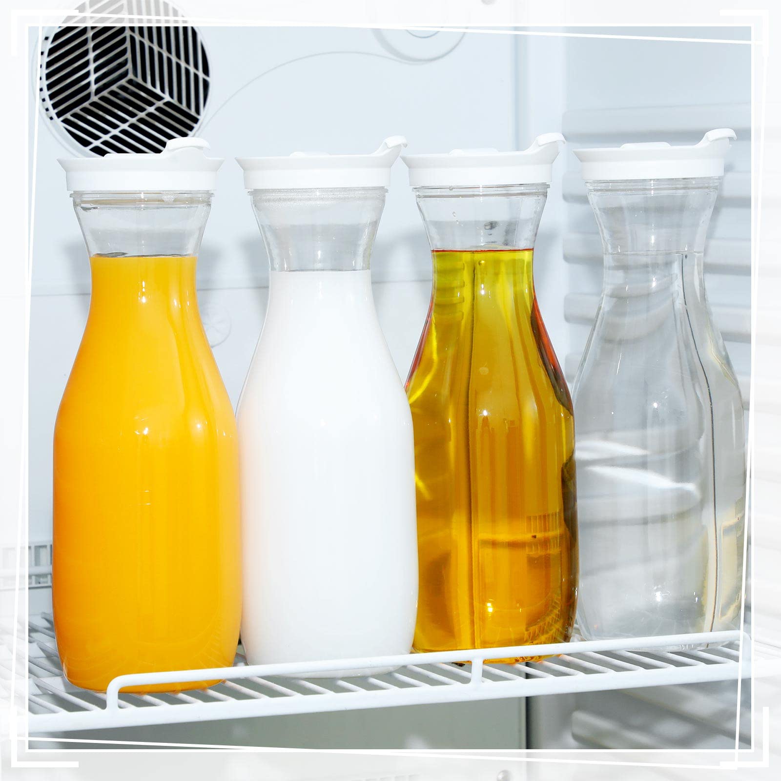 Gejoy fridge-friendly pitcher stores beverages neatly in door shelves