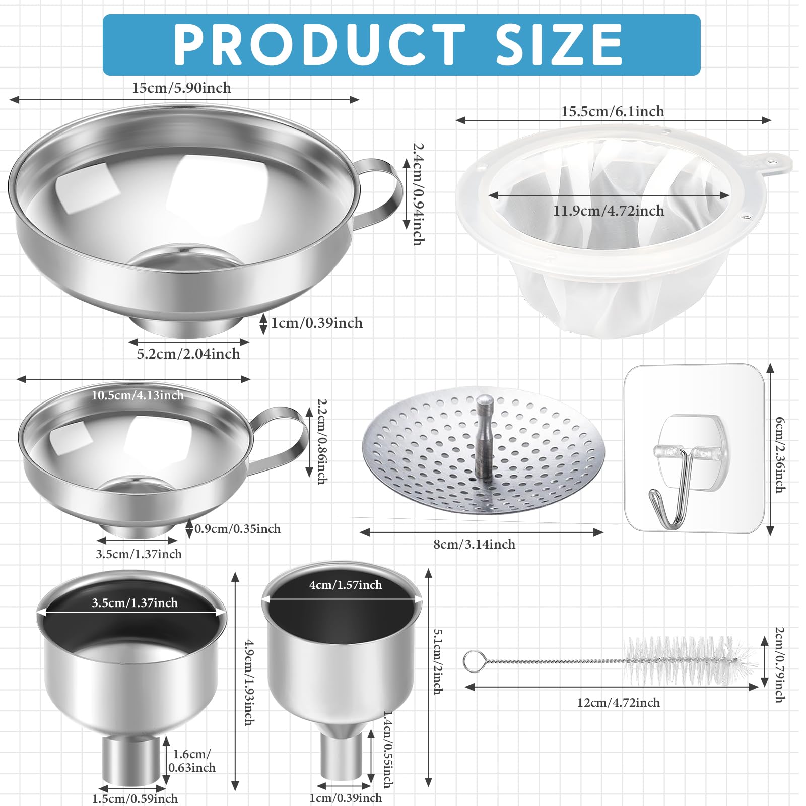 Gejoy stainless steel funnel with handle enables safe pouring of hot liquids