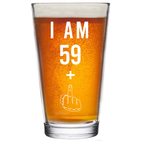 Gelid 59-1 middle finger pint glass for playful 60th birthday humor.