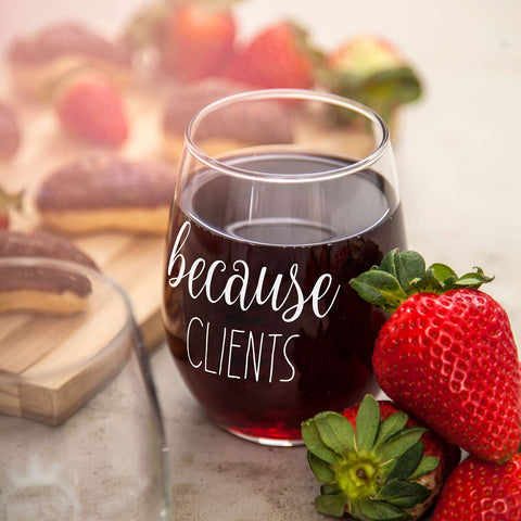 Gelid Because Clients stemless wine glass on dining table, perfect for celebrations