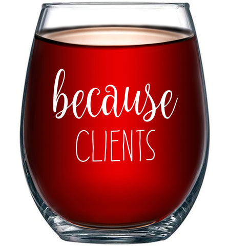 Gelid Because Clients stemless wine glass front view, ideal for entertaining conversations