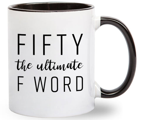 Gelid Fifty mug with double-sided print for a bold 50th birthday message.