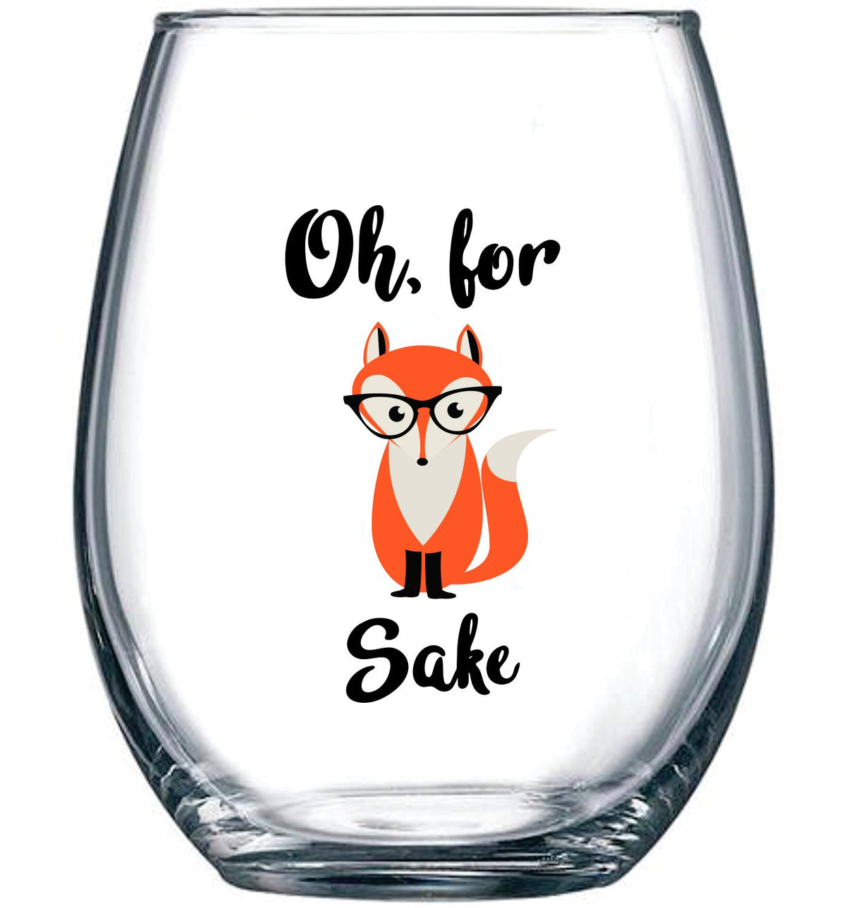 Gelid Oh For Fox Sake 15oz stemless glass for everyday coffee and tea with a lasting print