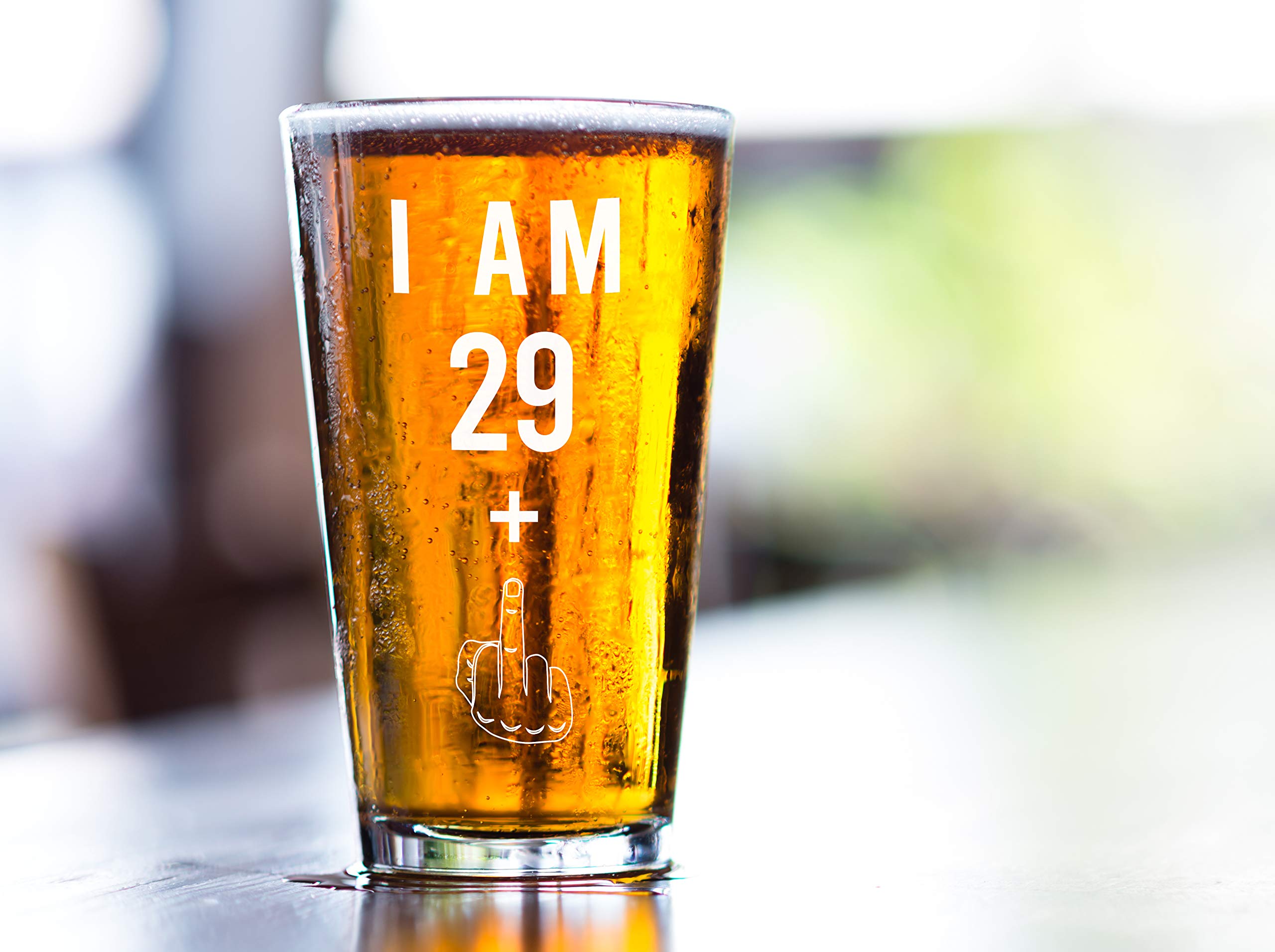 Gelid white-ink imprint detail on 29+1 glass, perfect keepsake for milestone parties.