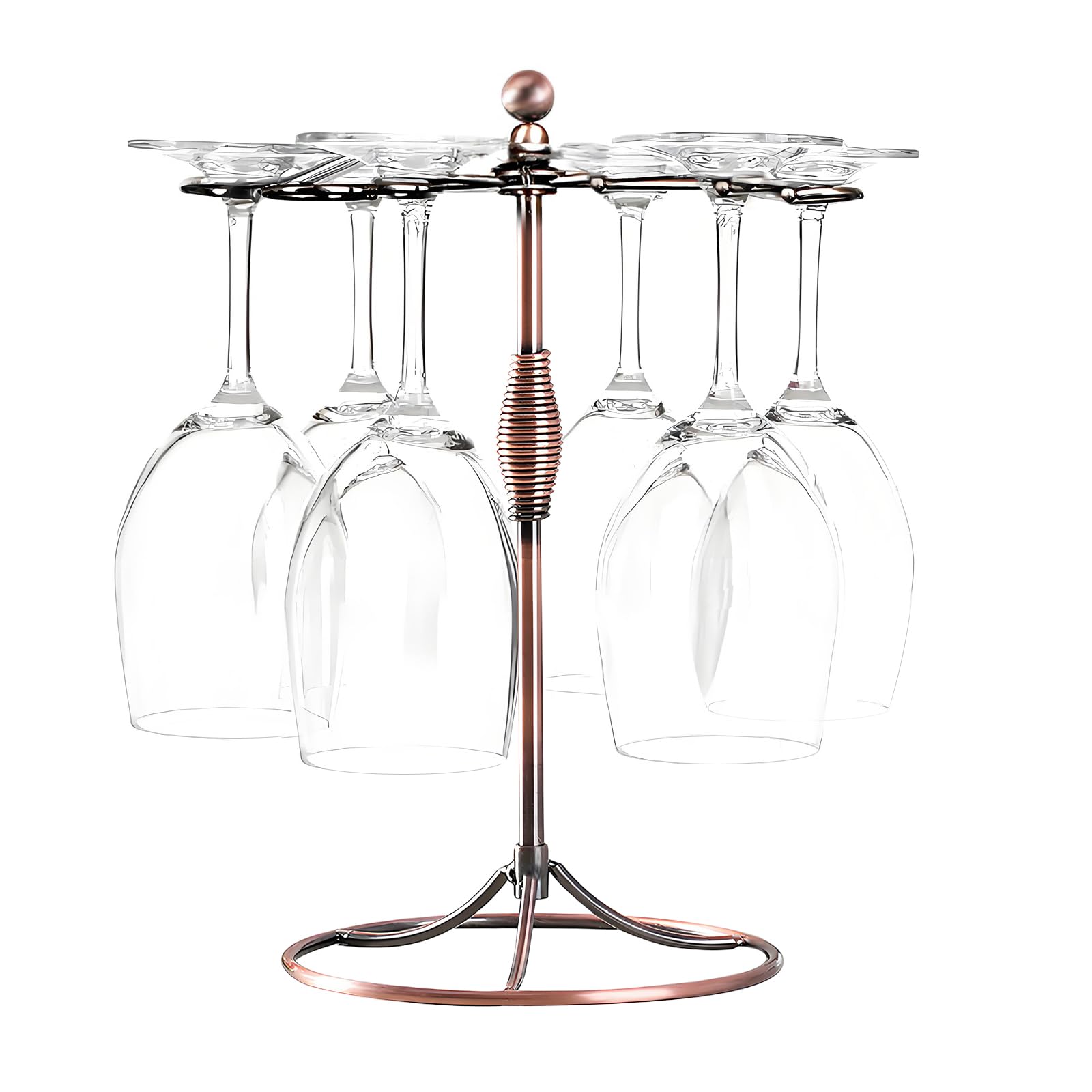 GeLive bronze wine glass holder stand top view showing six-glass organization
