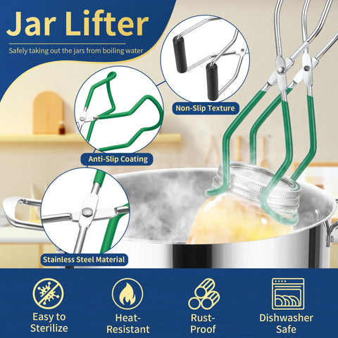 Gemfino jar lifter enabling safe, hands-free jar transfers.
