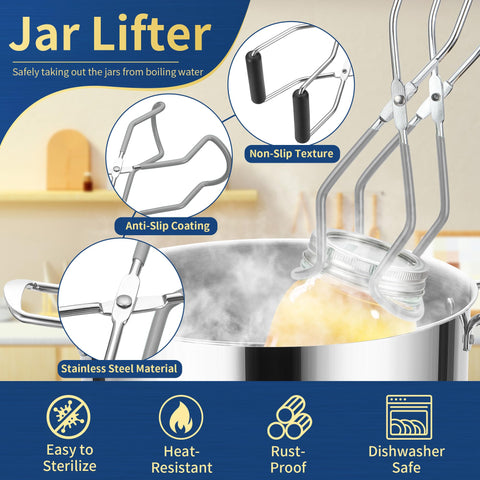 Gemfino mason jar lifter reduces burns when lifting hot jars.