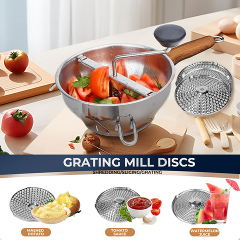 Gemfino food mill dual-hook design ensures stable attachment to bowls