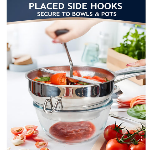 Gemfino stainless steel food mill doubles as a colander for rinsing