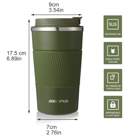 GEMFUL insulated stainless steel coffee tumbler with lid for hot or cold drinks