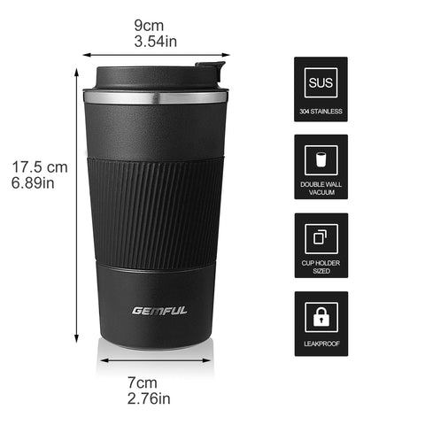 GEMFUL insulated double-wall tumbler keeps beverages hot or cold for hours
