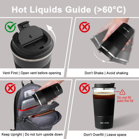 GEMFUL stainless steel BPA-free mug with lid for safe daily use