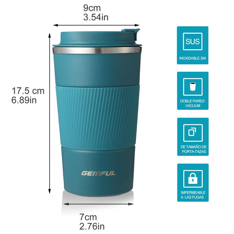 GEMFUL insulated stainless steel tumbler in blue preserves temperature for hours
