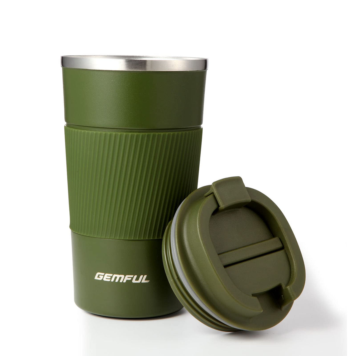GEMFUL to-go coffee mug with lid keeps beverages warm on the go