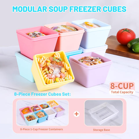 Gemice 8-pack 1-cup trays ideal for meal prep.