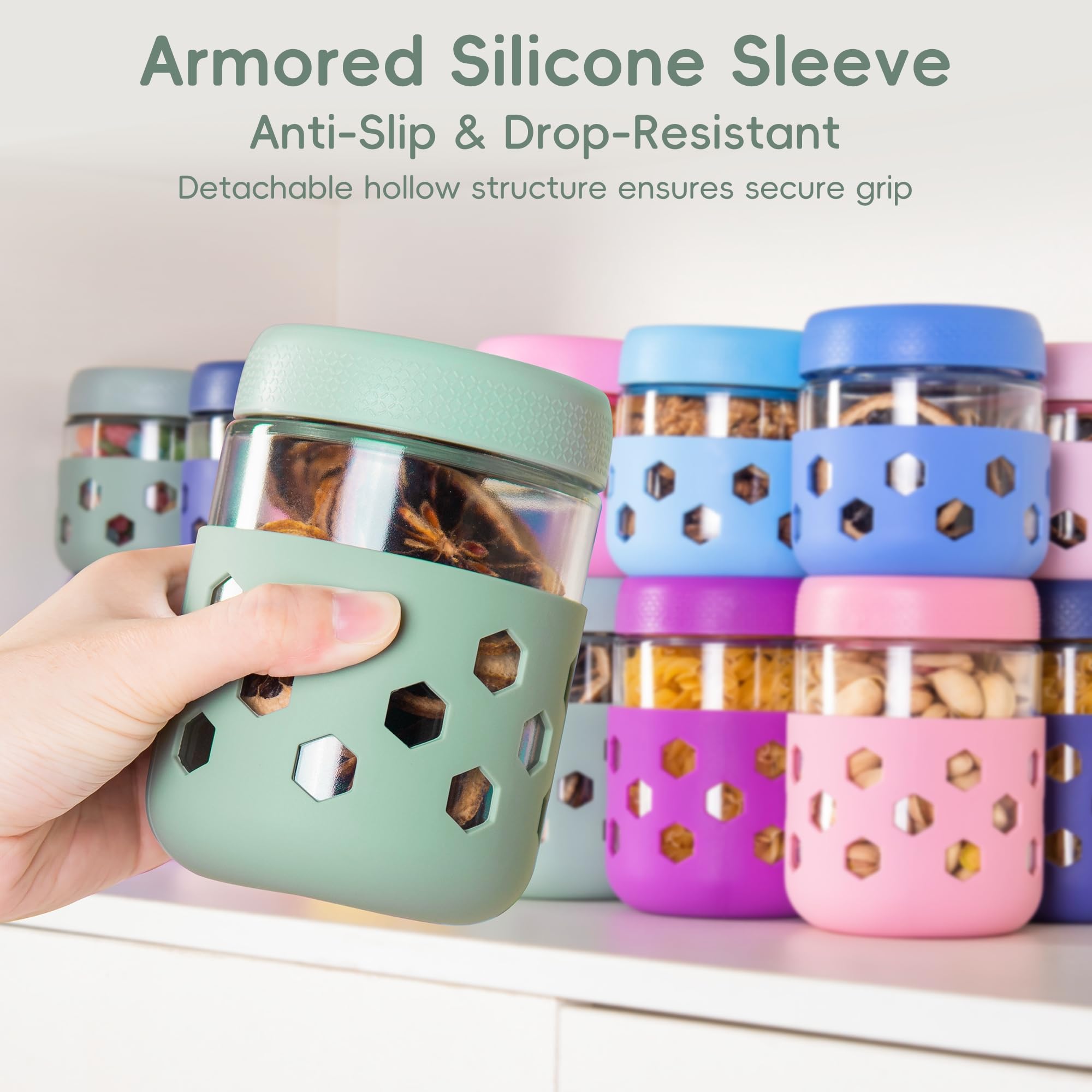 Gemice glass mason jars with lids for fresh, organized ingredients