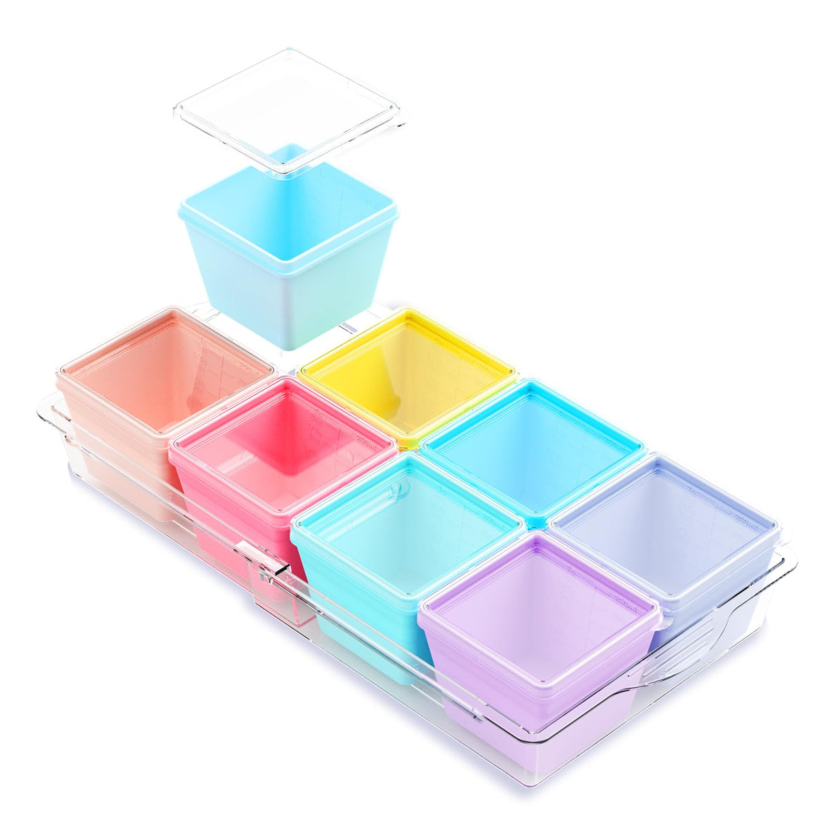 Gemice silicone freezer molds with base for organized batch storage.