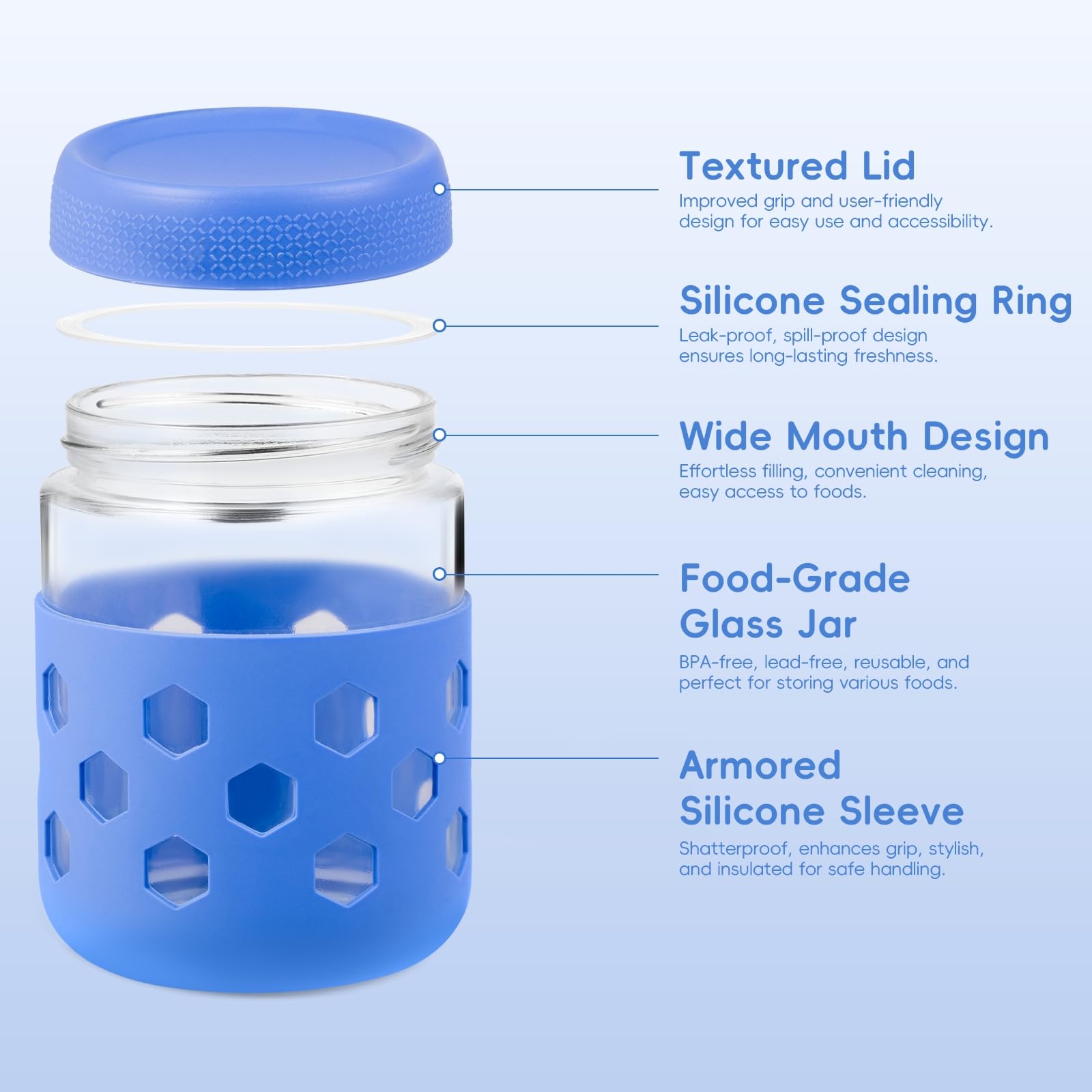 Gemice wide-mouth 16 oz jar for easy filling and cleaning