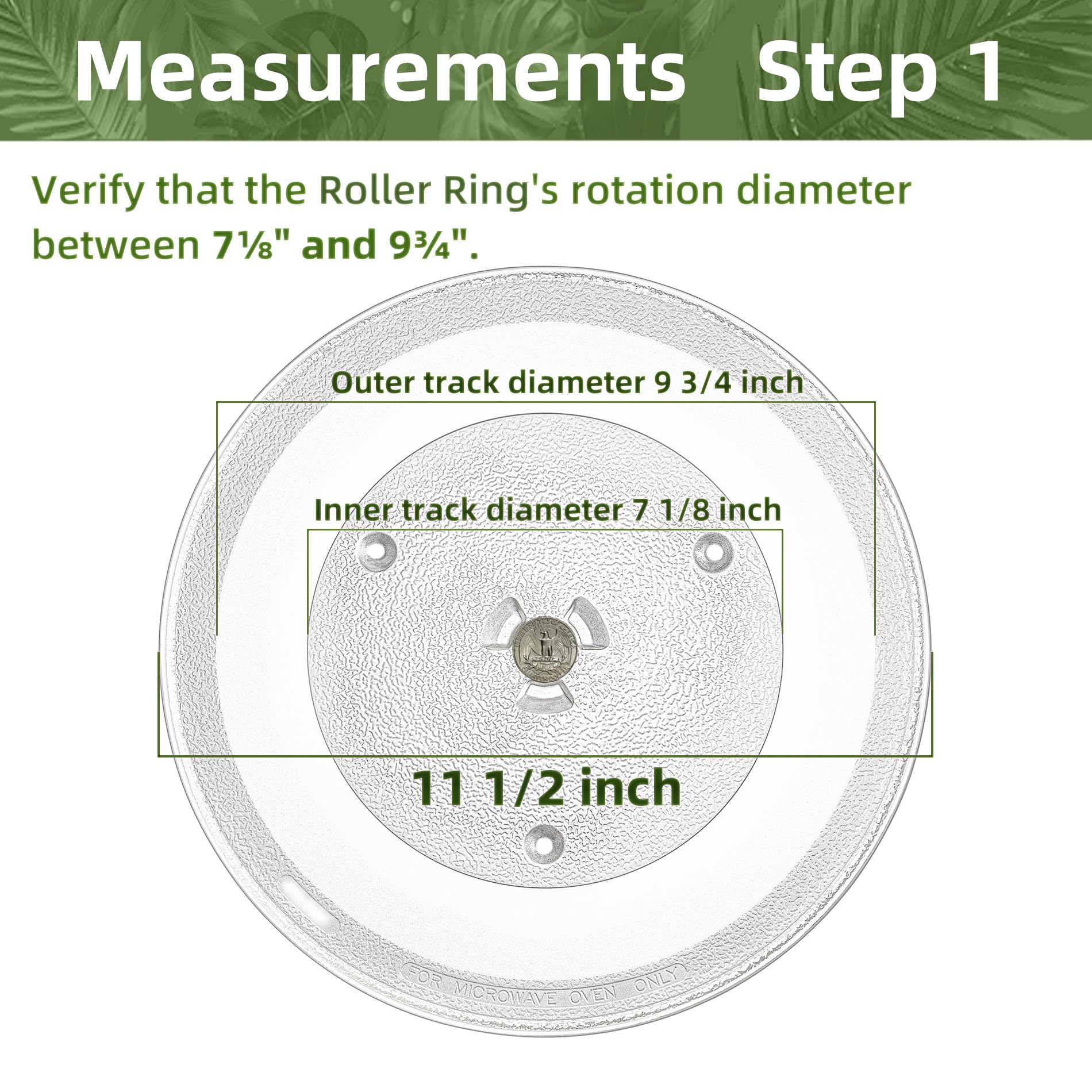Gemroom 11.5-inch glass plate with center coupler hole for stable rotation.